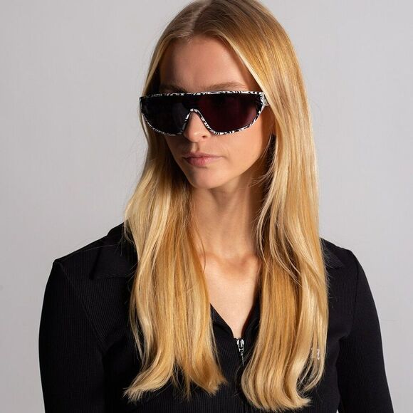 NEW Celine CL40195I 04A Shiny Zebra Smoke Shield Mask Unisex Sunglasses - Picture 1 of 12